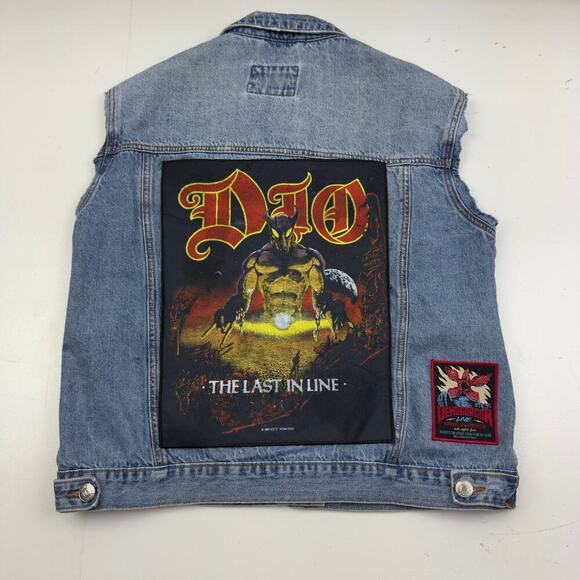 Forever 21 Upcycled Dio Demogorgon Patch Denim Oversized Vest Women's Size L - Picture 2 of 7